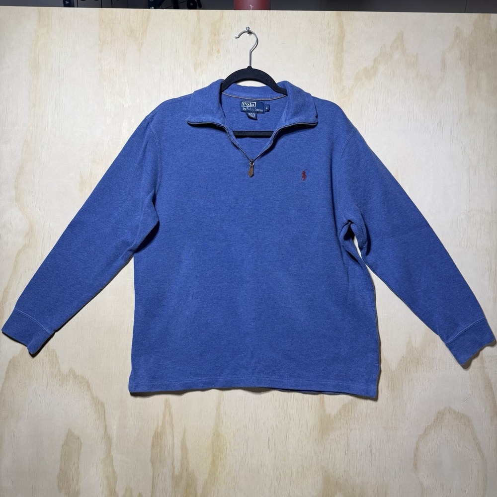 Polo Ralph Lauren Men's L Blue Quarter Zip Pullover 100%‎ Cotton